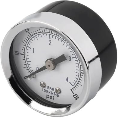 Pressure Gauge, 1PC TS-Z51 1/8'' NPT Air Compressor Hydraulic Pressure Gauge 0-60 PSI Back Mount,Liquid and Gas Pressure Gauge