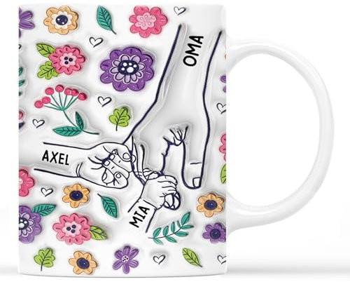 Geschenke Mall Personalisierte Oma Tasse Mama Blumen- Personalisierte Geschenke für Mama, tasse mama, muttertag geschenk, geschenke für oma, ostern oma (Modell #1)