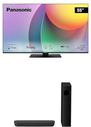 Panasonic TB-55W60AEY 55 4K Ultra HD Smart TV SC-HTB258EBK Bluetooth Soundbar Soundbar with Wireless Subwoofer