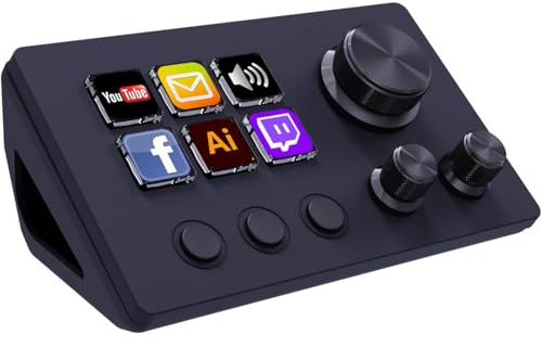 Treaslin N3 Programmierbares Stream Controller Deck mit LCD-Tasten&Drehreglern-Benutzerdefiniertes Makro-Steuerungs-Keypad für Streaming (OBS,Twitch,YouTube),Video,Gaming-Für Win&Mac