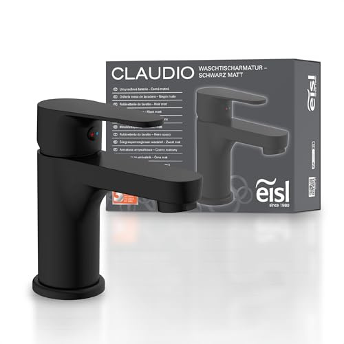 EISL CLAUDIO Wasserhahn Bad schwarz, Waschtischarmatur, Waschbeckenarmatur schwarz, schwarzer Wasserhahn Bad, Waschbeckenarmatur Bad mit Pop-Up Ventil, NI075CALCRBL