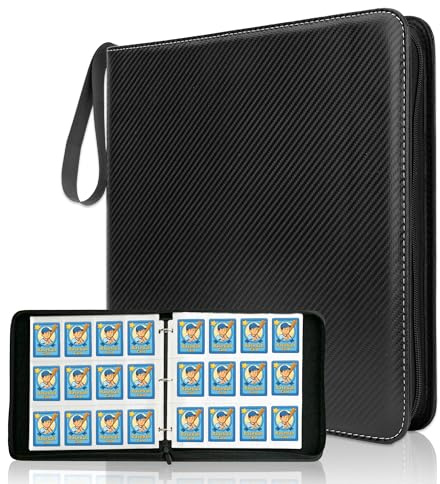 DOVEKERY Sammelkarten Album 12 Fächer, Karten Sammelalbum mit Herausnehmbaren Hüllen, Wasserdicht PU Card Binder für TCG Fußball Ordner(1200 Karten)
