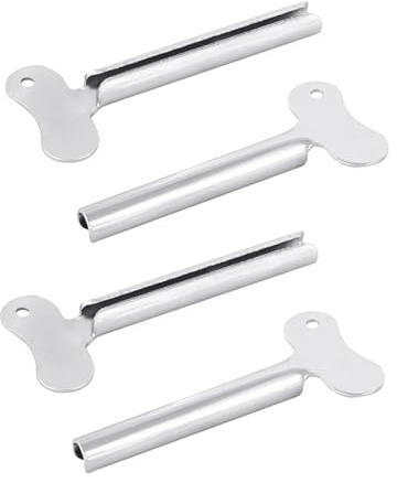 4Pcs Silver Metal Tube Squeezer Keys, Toothpaste Metal Hair Dye Color Key Roller Dispenser Tool Durable Processing, Toothpaste and Hair Color Dispenser Tool, Daily Living Tube Squeezing Aids