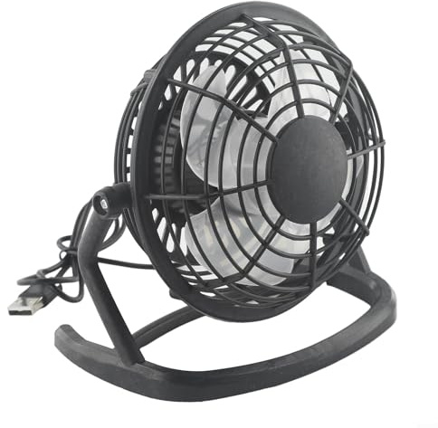 Pumixiy Mini USB Desk Fan, Quiet Personal Cooling Table Fan with Stand, Portable Small ABS Electric Fan for Office, Home or Student Desk Use, U(BLACK)