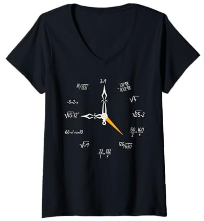 Donna Orologio matematico per Insegnanti, Studenti, Amanti dell'educazione Maglietta con Collo a V