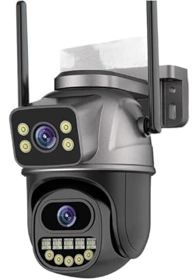 4K 6 MP 8MP WiFi-Kamera for Den Außenbereich, 360 °-Ansicht, Dual-Screen-CCTV, 4-facher Zoom, Sicherheitsschutz, Überwachungskamera, Videokamera(8MP Add 128G)