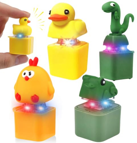 Quakender Frosch Frosch Schlüsselanhänger, Lizard Button, Ente Keychain | Schlüsselanhänger Frosch mit Licht & Sound Fidget Toys, Anti Stress Fidget Toys Erwachsene Kinder, Portable Stressabba