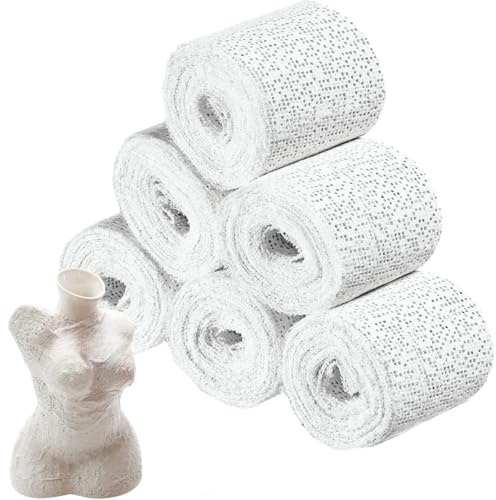 6 Rollen Gibsbindenden Zum Bastel, 5cm x 2,7m Gipsbinde Rolle, Gipsbinden bauch, Gipsverband, Gipsbinden Gipstuch für Gipsabdruck Gips Bauch Verband Gipsbinden zum Basteln