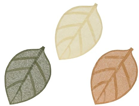 KSD Tischset Laubblatt 46,5x30cm Papier 3er Set - Einweg Platzsets - Vielseitige Platzdeckchen & Tischuntersetzer - Unterlage in dekorativer Blattform - Creme Beige Grün