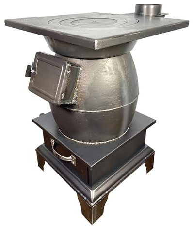 Estufa de leña de hierro fundido para calefacción y cocina en interiores, chimenea de leña portátil para acampar