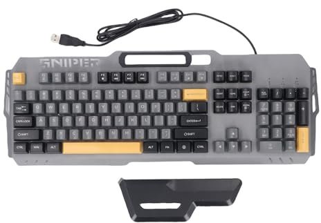 Lazmin112 Mechanical Feeling Keyboard, 104 Keys RGB Backlit Wired Gaming Keyboard with Spill Resistant Water Proof Design, High Strength Metal Plate for PC Computer Typing (Gray)