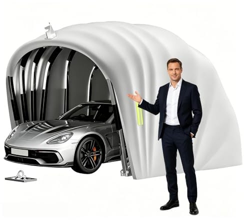 Faltbarer Allwetter-Carport 5,9 x 2,7m mit Schloss – Halbautomatische Auto-Markise aus 600D Oxford-Gewebe, Winterfest & Wetterfest, Sicherer Schutz für Ihr Fahrzeug im Freien