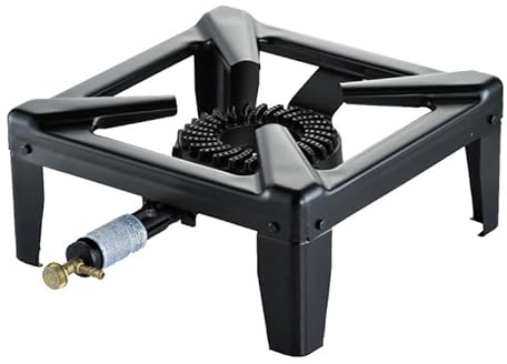 FOKER Mod. Acciaio Réchaud à Gaz Extérieur en Acier Peint, Puissance Extrême 8,8 kW, Consommation 640 g/h, pour Camping et Grandes Marmites, Butane/Propane, Fabriqué en Italie (Art. 03090)