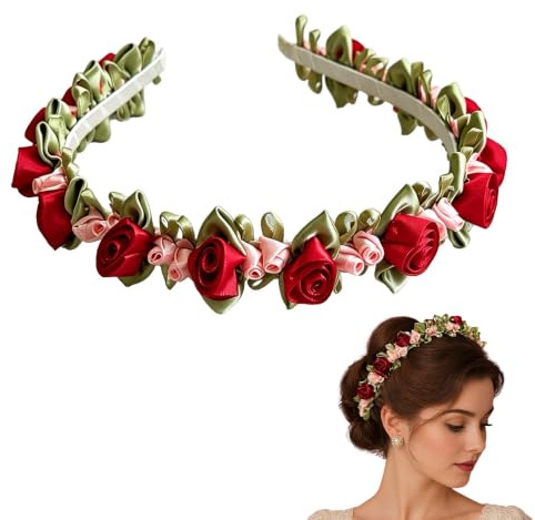 LYPPUL Dirndl Blumenkranz Haarreif, Trachten Haarschmuck mit Blüten | Blumen Haarreif, Blumenkranz Haare Blumenkrone für Oktoberfest, Mädchen Kopfschmuck für Party Festival Hochzeit Zeremonie