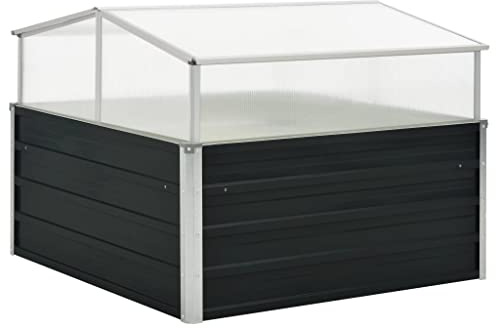 HETFTJN Serra antracite, 100 x 100 x 77 cm, in acciaio zincato, con tetto rimovibile e pannelli in policarbonato, serra per piante, verdure, erbe, balconi e terrazze