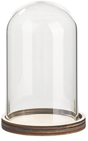 Glas-Glocke mit Holzboden 7,5 x 12 cm