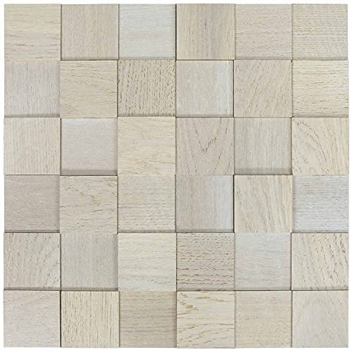 wodewa Holz Wandverkleidung selbstklebend 3D Optik 30x30cm Wandpaneele Moderne Wanddekoration Holzverkleidung Wohnzimmer Küche Schlafzimmer (Eiche Arctic)