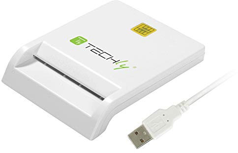 Techly USB Smart Card Schreib und Lesegeraet Plug and Play, 029150, Weiß