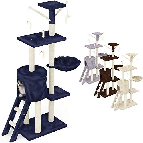 Beltom® Arbre à Chat griffoir grattoir grimpeur Aire de Jeux animalerie Chats 140 cm - Bleu