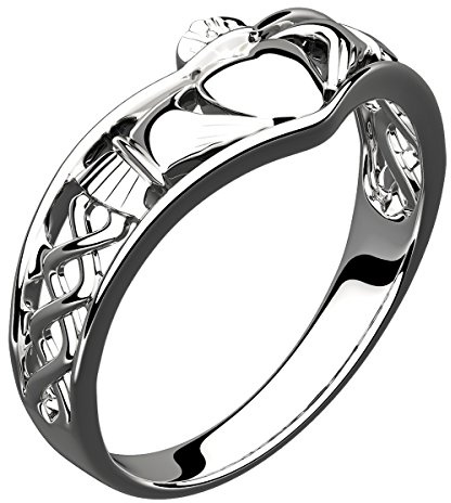 GWG Jewellery Claddagh Ring Sterlingsilber Halbband und Keltisches Knotendesign – 6 in Geschenkbox für Frauen