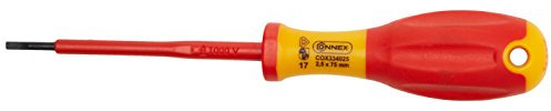 Connex cox334025 VDE-Elektriker-Schraubendreher, silber/rot/gelb, 2,5 x 75 mm