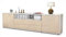 Stil.Zeit TV Schrank Lowboard Armanda, Korpus Weiss matt, Front Holz-Design Zeder (180x49x35cm), mit Push-to-Open Technik & Leichtlaufschienen