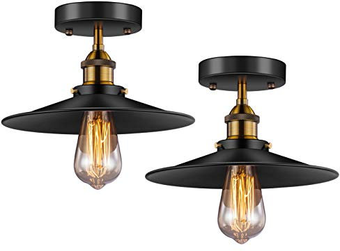 Licperron Vintage Ceiling Light, Edison Flush Mounted Retro Style E27 Industrial Ceiling Light Fixture 2 Pack Brand