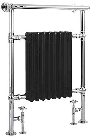 Milano Elizabeth - Traditional Chrome and Black Heated Towel Rail Radiator - 960mm x 675mm