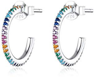 Qings Regenbogen Zirkonia Ohrstecker Silber Öffnen Sie kleinen Mode Silberschmuck als besonderes Mädchen Geburtstag Geschenk