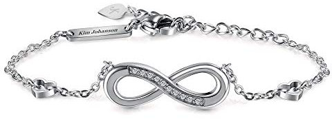 Kim Johanson Edelstahl Damen Fußkettchen *Infinity* in Silber, Gold & Roségold | Fußkette mit einem Unendlichkeit Zeichen | Boho Schmuck | Verstellbar inkl. Schmuckbeutel (Silber)