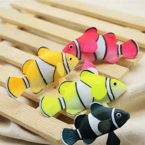 Bestgle 4 Piezas Peces Artificiales de Acuario para Decoración de Acuario Realistas Peces Móviles Flotantes Decoración de Tanque de Peces Adorno Flotante