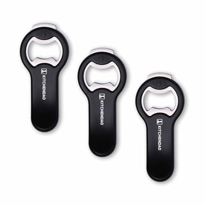 KITCHENDAO 3 Pack Magnetic Bottle Opener 2 in 1 Fridge RV Bottle Opener with Capsule Catcher - Pop Can Soda Can Opener, Stick to Fridge for Easy Storage