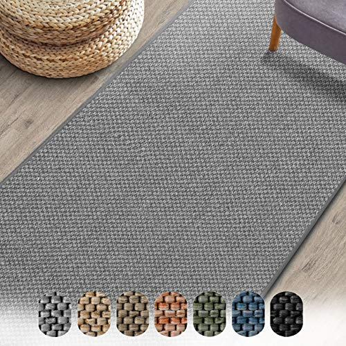 Floordirekt Teppich-Läufer Sabang 200 x 100 cm, Silber - Sisaloptik - Wohnteppich oder Läufer - Langlebig & strapazierfähig