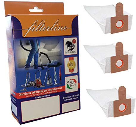 SACCHI SACCHETTI FILTRO ASPIRAPOLVERE ADATTABILI AI MODELLI SCOPE ELETTRICHE DE LONGHI XL 500 600 700 SCOPAMAGIC VETRELLA (10 sacchetti)