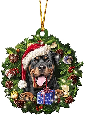 Weihnachtsschmuck Holzanhänger Deko, Weihnachten Holz Weihnachtsdeko Anhänger Set, Deko-Hänger Weihnachtsverzierungen Christbaum Hund Weihnachtssnhänger (D)
