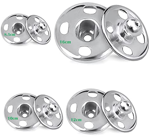 Snap Fasteners,140 Sets Stainless Steel Sew on Snap Press Studs Buttons Snaps Sewing Hook and Eye Fastenings,for Clothes Leather Craft Purse Handbag Sewing Repairs(8.5mm,10mm,12mm,16mm) Silver