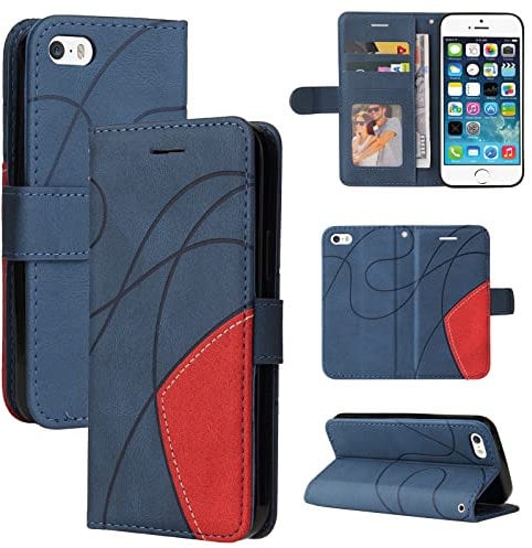 CXTcase Mobile Phone Case Compatible with iPhone 5S iPhone 5Se, Flip PU Case iPhone 5S iPhone 5Se Cover Case, Fashionable Flip iPhone 5S 5SE, Blue