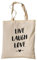 tradercat Jutebeutel bedruckt vintage, Lustiger Spruch, Stoffbeutel bedruckt zum einkaufen jutebeutel aesthetic als modisches Accessoire jutebeutel spruch, 100% Baumwolle (Live Laugh Love)