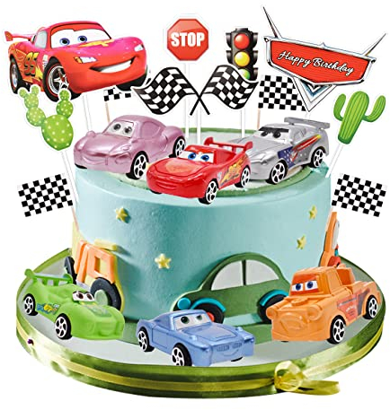 Car Cake Topper, Racing Auto Car Party Decorations Cake Decorations Birthday Cake Toppers,Birthday Cake Toppers Kid Birthday Party Decorations for Kids,Men Birthday Race Car Party Supplies 37 Pcs