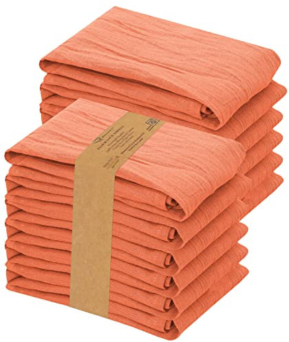 RUVANTI Mehlsack-Handtücher, 12 Stück, 71,1 x 71,1 cm, ringgesponnene 100 % Baumwolle, maschinenwaschbar, saugfähig, Mehlsack, Küchentücher zum Trocknen und Reinigen, Orange