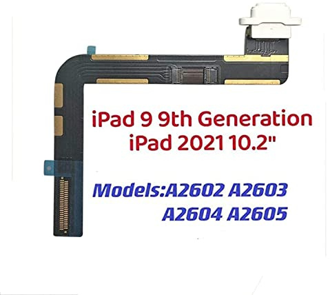 TPhaelay Dock Connector Ersatz kompatibel mit iPad 9 10,2 Zoll 9. Generation 2021 A2602 A2603 A2604 A2605 (weiß) Ladeanschluss Montage Flexkabel