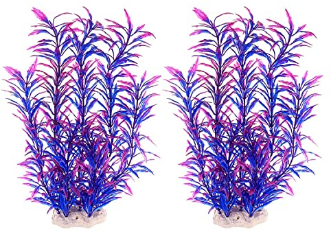DRERIO 2 Pcs Plantes d'aquarium Grandes décorations d'aquarium Plantes en Plastique Ornements d'aquarium Plantes artificielles Plantes artificielles Aquarium Plantes Aquatiques en Plastique Violet