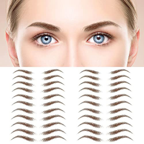 MWOOT 6 Blätter 4D Haarähnliche Augenbrauen Tätowierungen Aufkleber,Wasserdichte Augenbrauen Transfer Aufkleber,Shaping Brow Tattoo Falsche Augenbrauen für Frauen (Braun-10)
