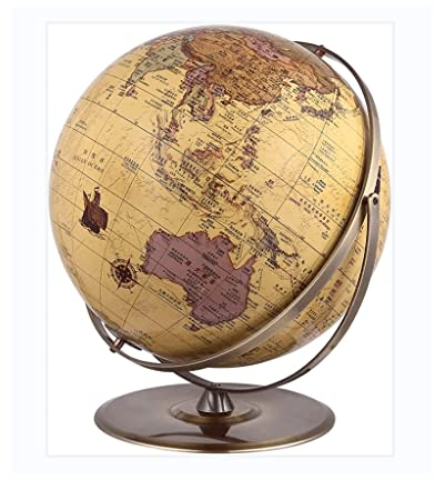 SZWH Klassischer Vintage-Globus, großer Weltglobus mit Edelstahlkugel und Weltbasis für Erwachsene Kinder oder Schreibtischdekoration, Globus mit 16,5 Zoll Durchmesser