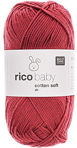 Babywolle rot Rico Baby Cotton Soft Dk | weich und pflegeleicht | Baumwollmischgarn zum Stricken und Häkeln (067 himbeere)