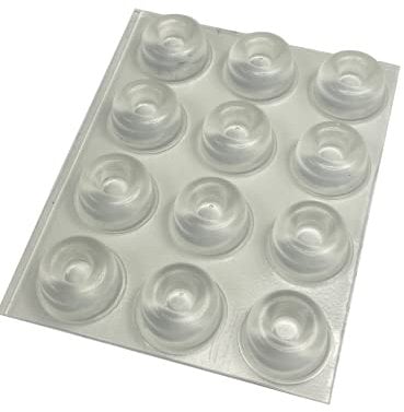 12 x Clear 22.3mm x 10.1mm Self Adhesive Recessed Bumper, Rubber Feet for Furniture, Glass, Tables, Crafts - from The StickyStuff Company