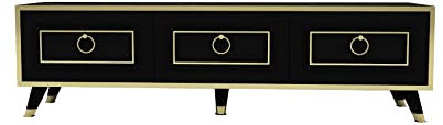 Romens 150 cm Wide TV Stand and Media Console with Cabinets (Black & Marble Gold), (RMN150TV01)