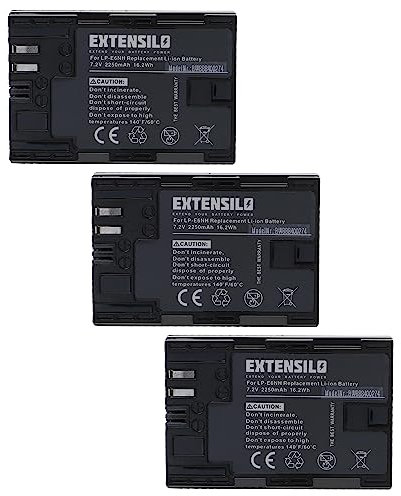 EXTENSILO 3x batteria compatibile con Canon EOS 6D Mark II, 70D, 5DS R, 6D, 7D, 60Da, 60D fotocamera digitale DSLR (2250mAh, 7,2V, Li-Ion)