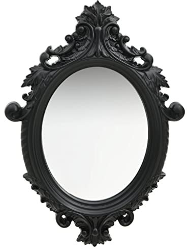 Gecheer Wandspiegel mit Montagehaken Dekospiegel Hängespiegel Badspiegel Spiegel Flurspiegel im Rokoko-Stil Antik 56×76 cm Schwarz