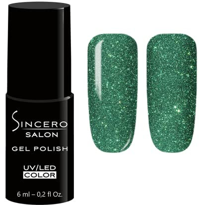 Sincero Salon - Premium UV Gel Nail Polish - Flash Green - Gel Nail Varnish - Nail Art - Long-Lasting High Gloss Wear - Green Gel Nail Polish - Gel Nails - Glitter Gel Nail Polish - Rich Pigment